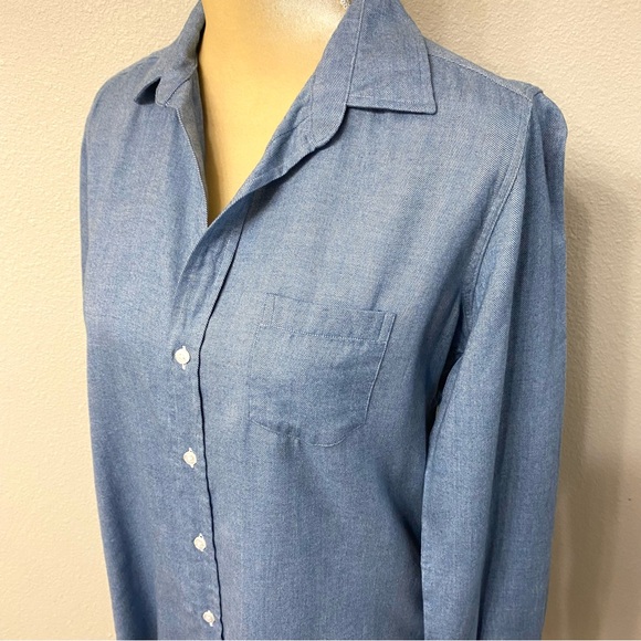 Frank & Eileen Barry Tailored Button-Front Shirt in Blue Herringbone - Picture 6 of 12